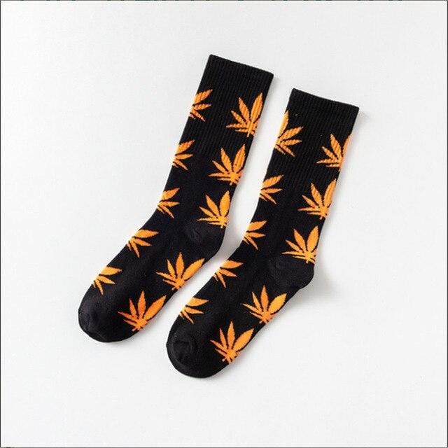 Moda Mulaya Funny Socks Women Comfortable High Quality Cotton Happy Hemp Leaf Maple Casual Long Weed Crew Sock Dress Harajuku