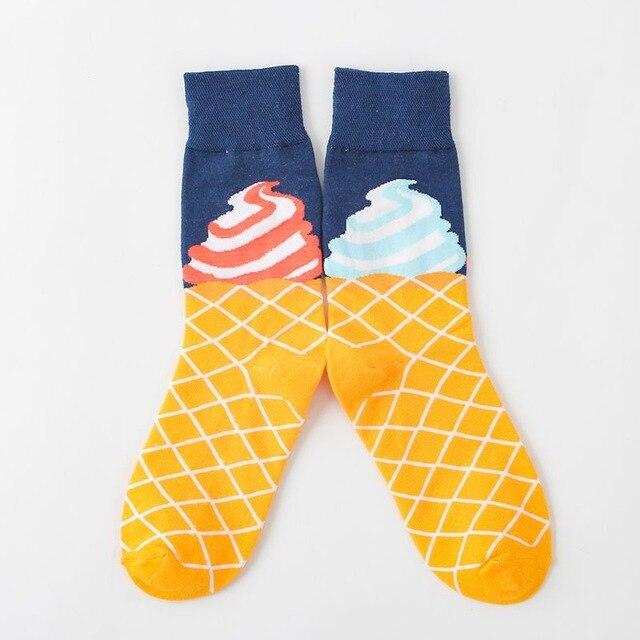 Harajuku Happy Socken Herren lustige gekämmte Baumwolle Kleid lässig Hochzeitssocken bunte Neuheit Skateboard Socken Männer Snack Muster