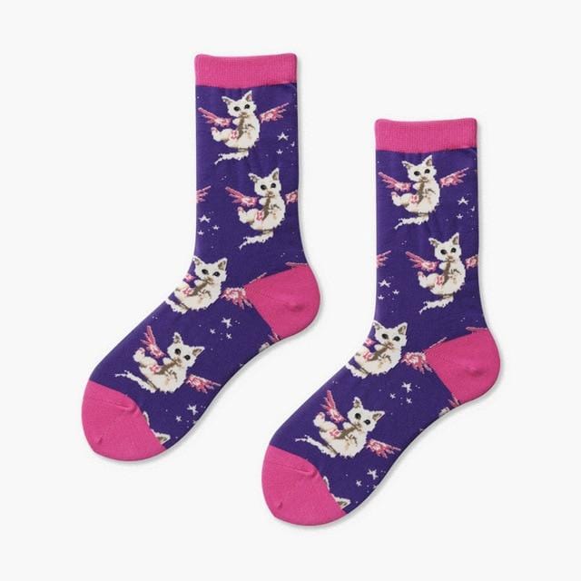 Chaussettes colorées en coton pour femmes, motif Animal, chat banane drôle, nouveauté créative pour dames, cadeaux, offre spéciale