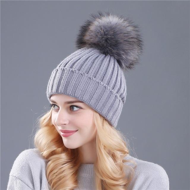 Xtrois vison et fourrure de renard casquette pom poms chapeau d'hiver pour femmes fille chapeau tricoté bonnets casquette flambant neuf épais femme casquette