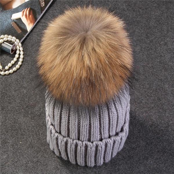 Xtrois vison et fourrure de renard casquette pom poms chapeau d'hiver pour femmes fille chapeau tricoté bonnets casquette flambant neuf épais femme casquette