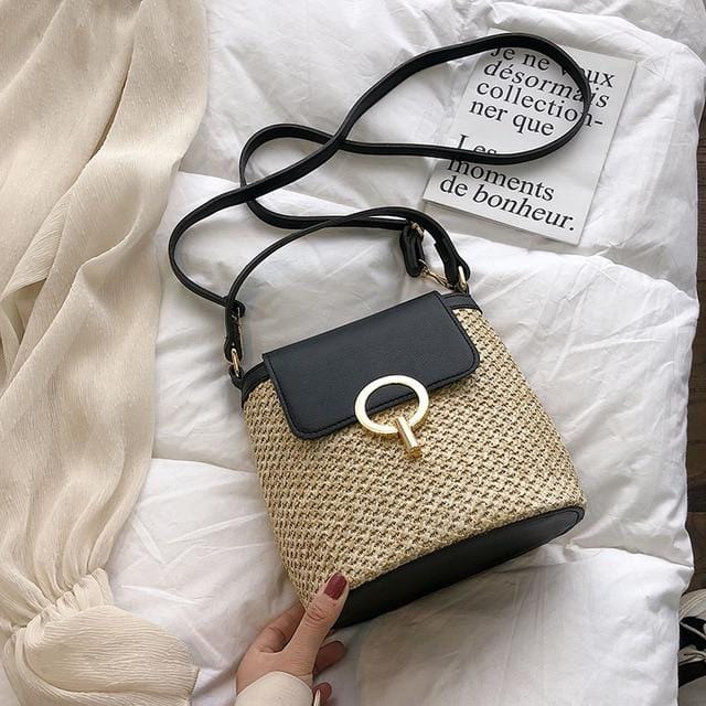 Small Straw Bucket Bags For Women 2019 Summer Crossbody Bags Lady