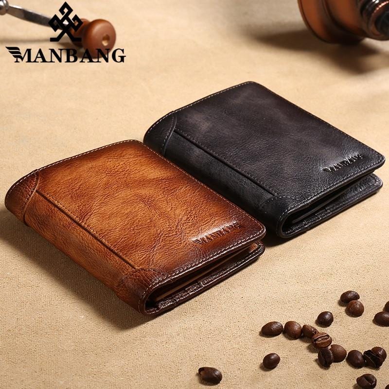 9 Pockets Genuine Leather Navy Blue Small Wallet With Sun 