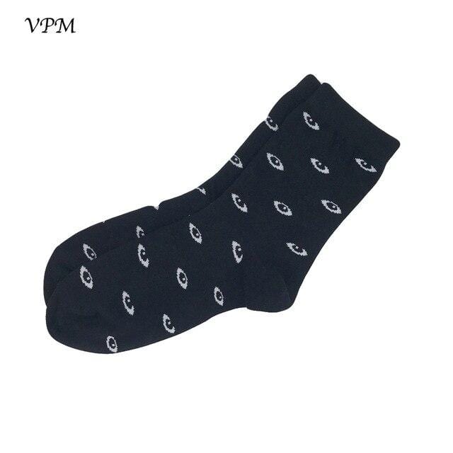 VPM Cotton Crew Women's Socks Casual Cute Streetwear Design Funny Alien Pig Dog Cat Space Print for Girl Gift