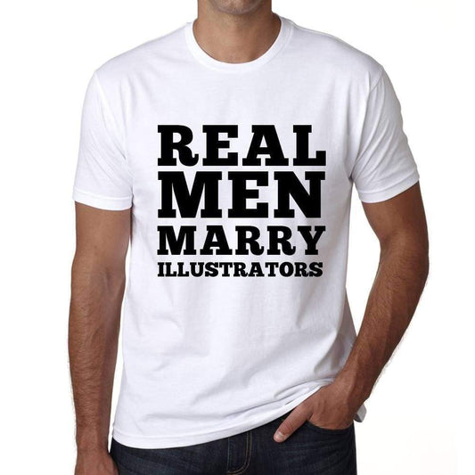 Real Men Marry Illustrators Mens Short Sleeve Round Neck T-Shirt - White / S - Casual