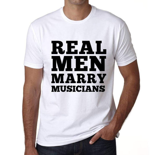Real Men Marry Musicians Mens Short Sleeve Round Neck T-Shirt - White / S - Casual