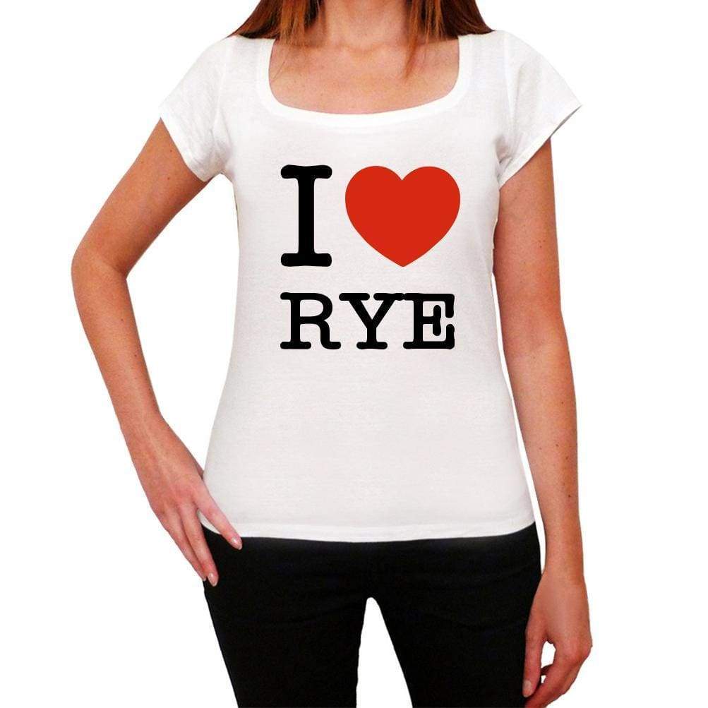 Rye I Love Citys White Womens Short Sleeve Round Neck T-Shirt 00012 - White / Xs - Casual