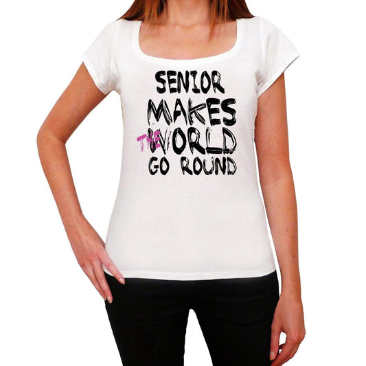 Senior World Goes Round Womens Short Sleeve Round White T-Shirt 00083 - White / Xs - Casual
