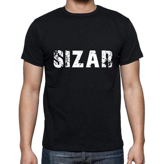 Sizar Mens Short Sleeve Round Neck T-Shirt 5 Letters Black Word 00006 - Casual