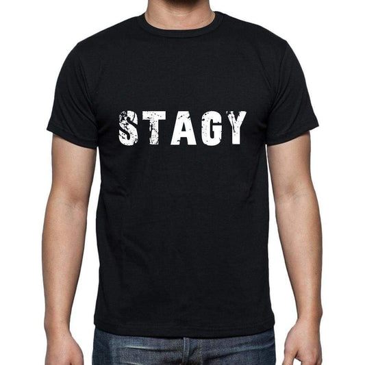 Stagy Mens Short Sleeve Round Neck T-Shirt 5 Letters Black Word 00006 - Casual