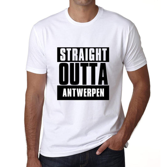 Straight Outta Antwerpen Mens Short Sleeve Round Neck T-Shirt 00027 - White / S - Casual