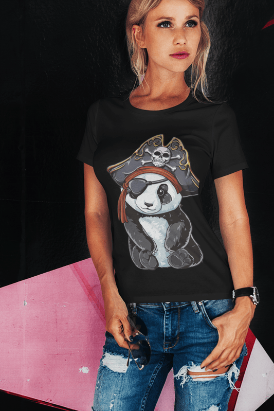 ULTRABASIC Women's Organic T-Shirt - Pirate Panda - Cute Funny Shirt for Women