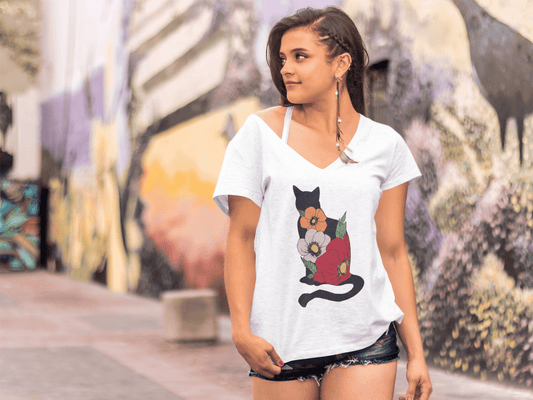 ULTRABASIC Grafik Damen T-Shirt Katze – Vintage bedrucktes Shirt – Katzenliebhaber