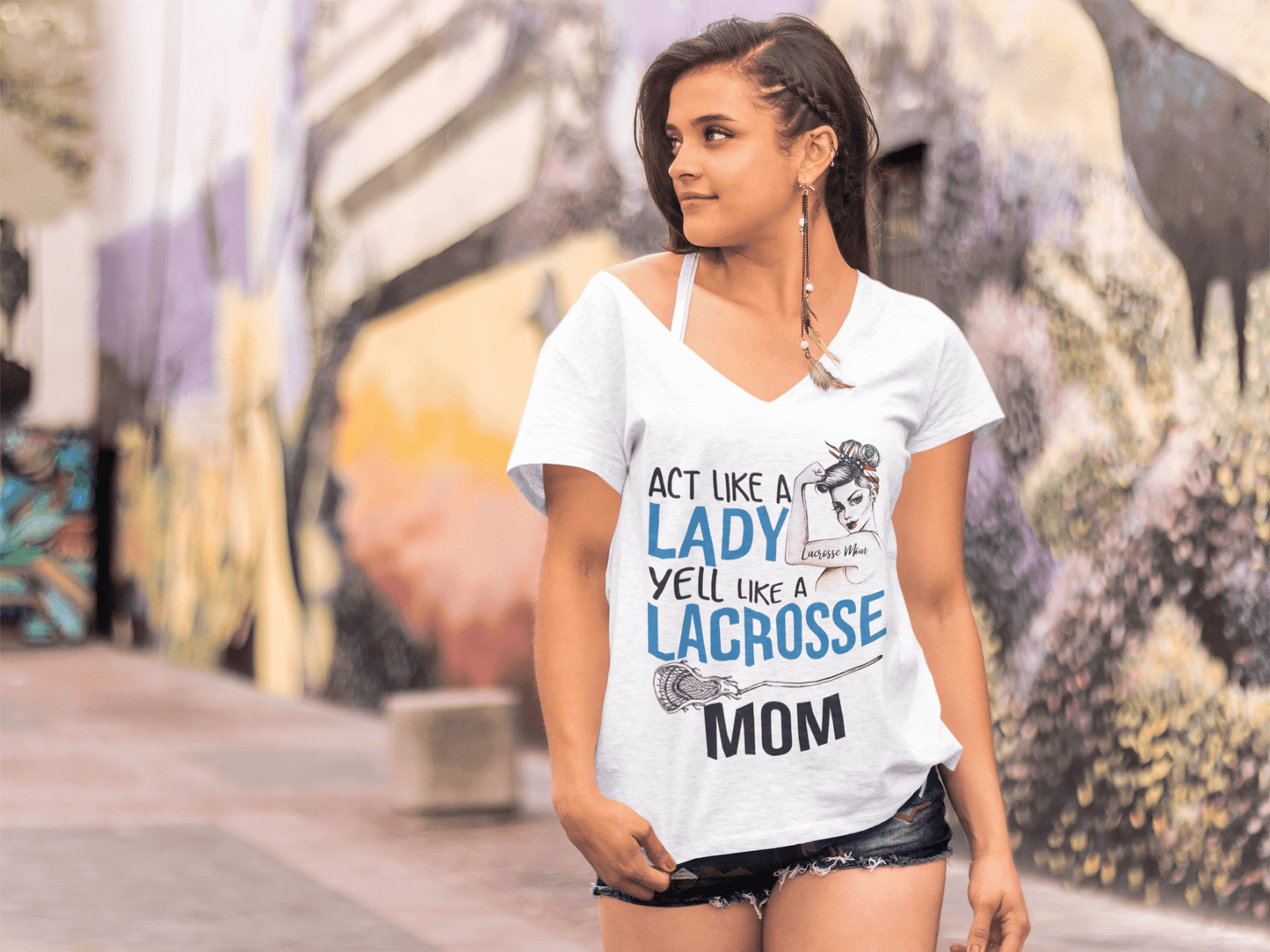 ULTRABASIC Damen T-Shirt Act Like a Lady Yell Like a Lacrosse Mom – Vintage-Shirt
