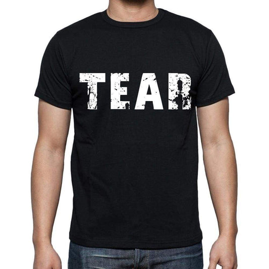 Tear White Letters Mens Short Sleeve Round Neck T-Shirt 00007