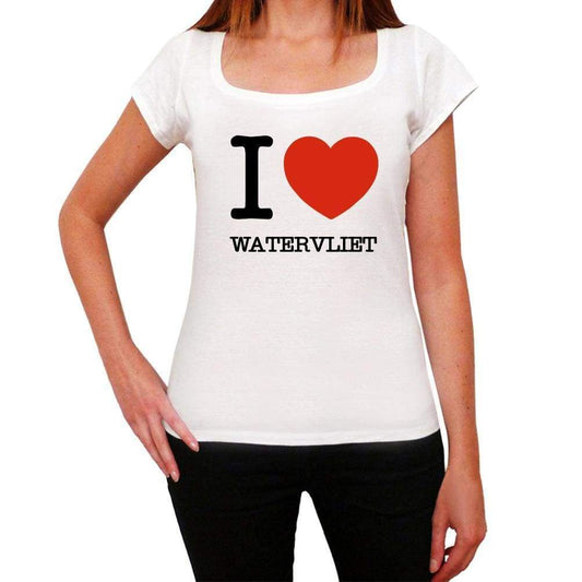 Watervliet I Love Citys White Womens Short Sleeve Round Neck T-Shirt 00012 - White / Xs - Casual